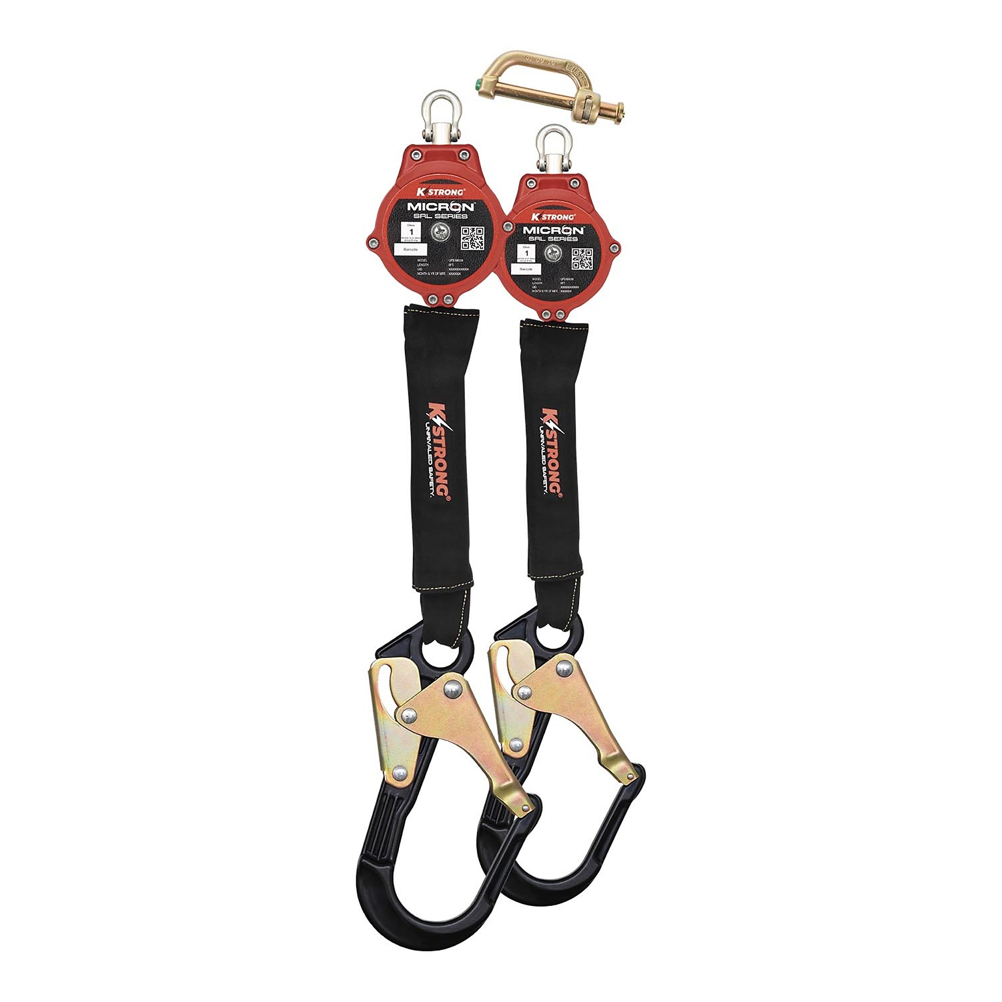KStrong Micron Dual 6ft. Arc Flash Rated SRL-P — Aluminum Rebar Hooks, Dual Dorsal Connector, Model# UFS396006D